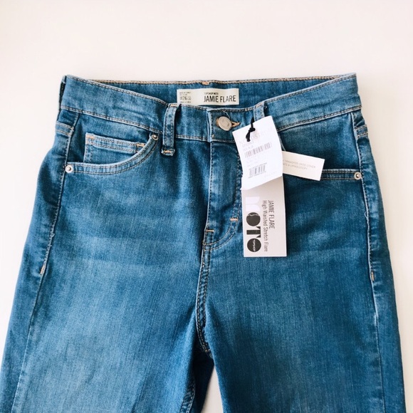 Topshop Jamie Flare Moto Jeans - Picture 2 of 9